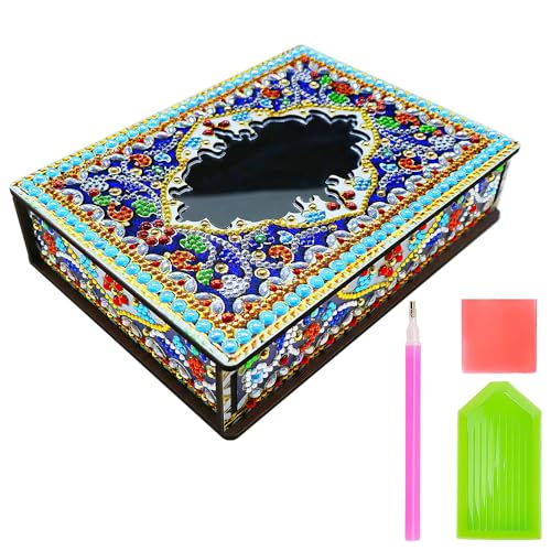 KBIBCK Diamond Painting Schmuckkästchen, Schmuckkästchen Aufbewahrungsbox DIY Diamant, Mandala Diamond Painting Mit Spiegel, Diamant Kunst Organizer Storage Box für Frauen Mädchen von KBIBCK