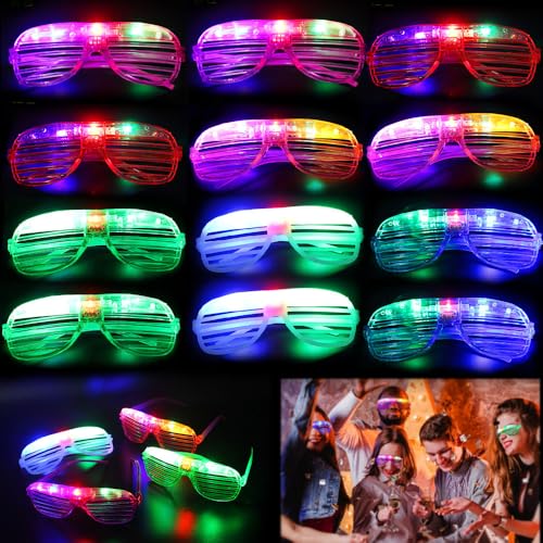 KBIBCK LED Brille Party Brille,12 Stück Led Brillen für Party,Led Brille für Party Neon Partybrille Leuchtbrille,Glow Light LED Party Brille,Partybrillen Leuchtbrille,Geburtstagsfeier,Karneval,Party von KBIBCK