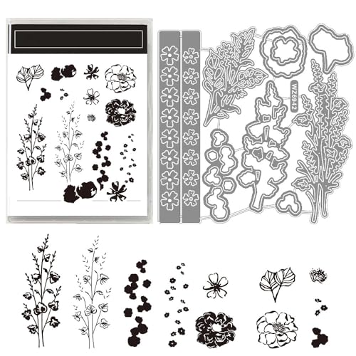 KBIBCK Stempel und Stanzen Set, Silicone Stamp Spring, Silicone Clear Stamps, Metall Stanzformen und Stempel Set, für DIY Geburtstage Scrapbooking Kunst Handwerk Supplies Stamping von KBIBCK