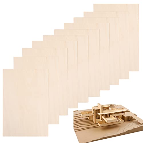 KBRAKSI 10PCS Balsa Holz Platten Balsaholz 300 * 200 * 2mm Dünne Linde Holzplatten zum Basteln Sperrholzplatte Unbehandelt für DIY-Malerei Holzbastelprojekte Mini Haus Boot Modell Laserprojekte von KBRAKSI