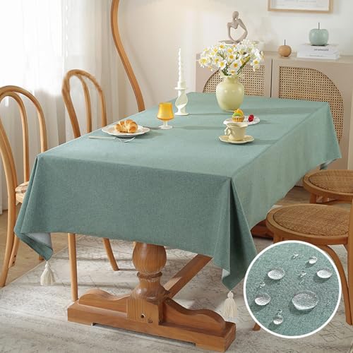 KCCRHIN Baumwolle Und Leinen Wasserdichtes Tischdecke Rechteckig/Runde Abwaschbar Tischdecke Wasserdicht Schmutzabweisend Tischtuch Tablecloth Für Küchen Esszimmer Garten,Grün,55 * 55cm von KCCRHIN