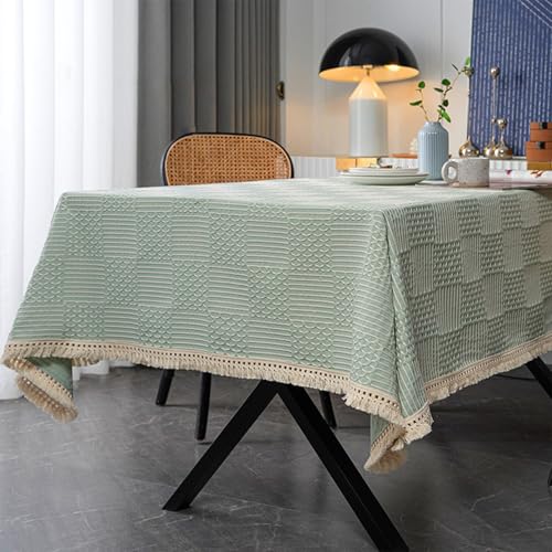 KCCRHIN Rustikaler Stil Tischdecke Outdoor Gartentischdecke Abwischbare Pflegeleicht Esszimmer Tischdecken Baumwolle Und Leinen Table Cloth Rechteckige/Runde Tischtuch,Green a,100 * 160cm von KCCRHIN