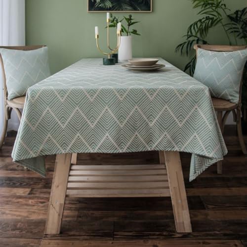 KCCRHIN Rustikaler Stil Tischdecke Outdoor Gartentischdecke Abwischbare Pflegeleicht Esszimmer Tischdecken Baumwolle Und Leinen Table Cloth Rechteckige/Runde Tischtuch,Green b,100 * 160cm von KCCRHIN