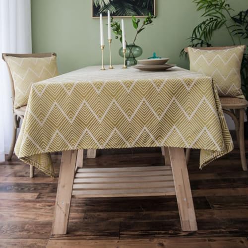 KCCRHIN Rustikaler Stil Tischdecke Outdoor Gartentischdecke Abwischbare Pflegeleicht Esszimmer Tischdecken Baumwolle Und Leinen Table Cloth Rechteckige/Runde Tischtuch,Yellow b,100 * 160cm von KCCRHIN