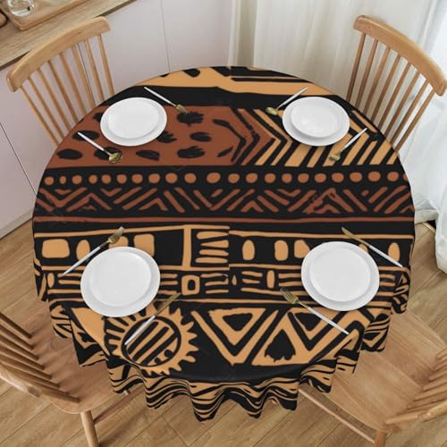 KCGSDEGV Afrikanische Schlammtuch-Tischdecke, bedruckt, rund, 152 cm, wasserdichte Stoff-Tischdecke, waschbare Tischdecken für Küche, Esszimmer, Party von KCGSDEGV