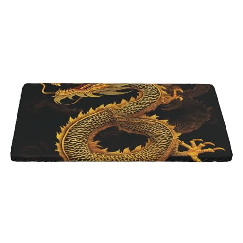 KCGSDEGV Chinesische Tischdecke mit goldenem gelbem Drachen-Druck, rechteckig, wasserdicht, waschbar, Tischdecke für Küche, Esszimmer, Erntedankfest, Weihnachten von KCGSDEGV