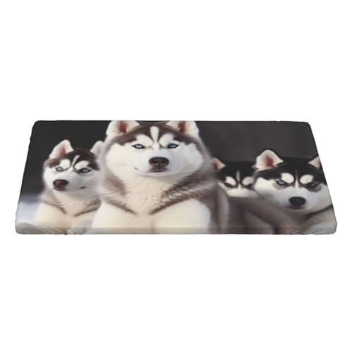 KCGSDEGV Lovely Husky bedruckte Tischdecke, rechteckig, wasserdicht, Stoff, waschbar, Tischdecke für Küche, Esszimmer, Erntedankfest, Weihnachten von KCGSDEGV