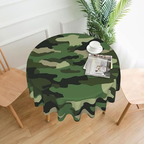 KCGSDEGV Runde Tischdecke mit Militär-Tarnmuster, 152,4 cm, wasserabweisend, waschbar, Tischdecken für Küche und Esszimmer, Grün von KCGSDEGV