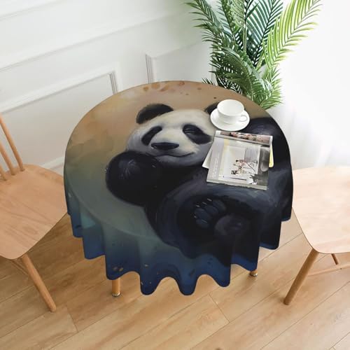 KCGSDEGV Runde Tischdecke mit Panda-Motiv, 152,4 cm, wasserabweisend, waschbar, Tischdecken für Küche und Abendessen von KCGSDEGV