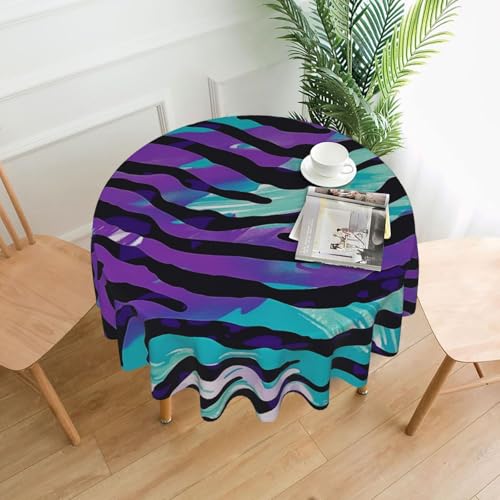 KCGSDEGV Runde Tischdecke mit Zebrastreifen, Camouflage-Muster, 152,4 cm, wasserabweisend, waschbar, Tischdecken für Küche und Esszimmer von KCGSDEGV