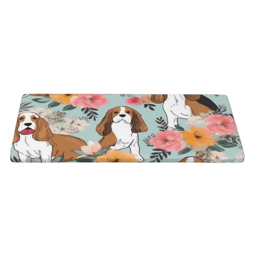 KCGSDEGV Sweet Basset Hound Florals bedruckte Tischdecke, rechteckig, wasserdicht, waschbar, Tischdecke für Küche, Esszimmer, Erntedankfest, Weihnachten von KCGSDEGV