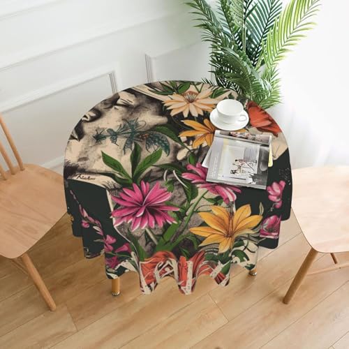 KCGSDEGV Thug Life Tischdecke mit Blumenmuster, rund, 152,4 cm, wasserabweisend, waschbar, Tischdecken für Küche und Abendessen von KCGSDEGV