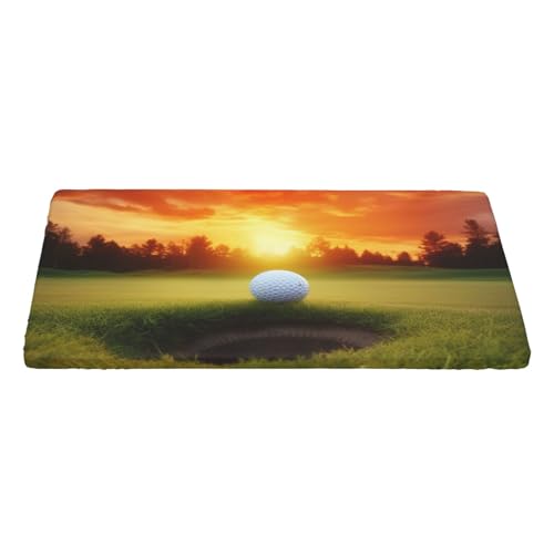 KCGSDEGV Tischdecke, Motiv: Sport Golfball, Sonnenuntergang, Baum, bedruckt, rechteckig, wasserdicht, waschbar, Tischdecke für Küche, Esszimmer, Erntedankfest, Weihnachten von KCGSDEGV