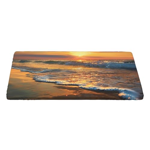 KCGSDEGV Tischdecke, Motiv: Strandwelle, Sonnenuntergang, bedruckt, rechteckig, wasserdicht, waschbar, Tischdecke für Küche, Esszimmer, Erntedankfest, Weihnachten von KCGSDEGV