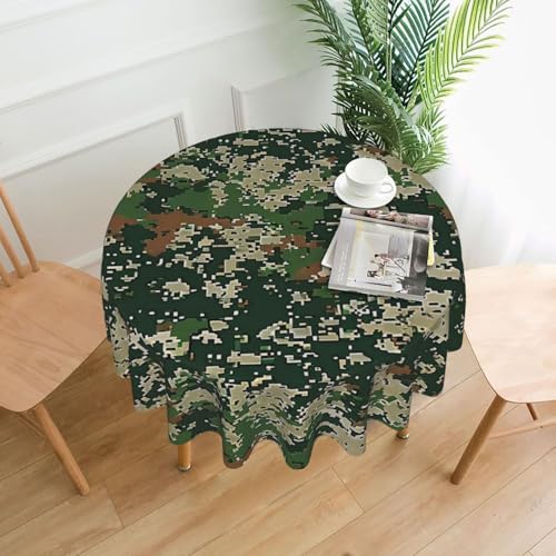 KCGSDEGV Tischdecke, Motiv: grüne Armee, digitaler Camouflage-Druck, rund, 152,4 cm, wasserabweisend, waschbar, Tischdecken für Küche und Esszimmer von KCGSDEGV