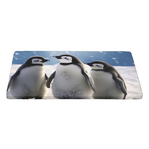 KCGSDEGV Tischdecke mit Motiv Junge Pinguine mit Schnee, rechteckig, wasserdicht, waschbar, Tischdecke für Küche, Esszimmer, Erntedankfest, Weihnachten von KCGSDEGV