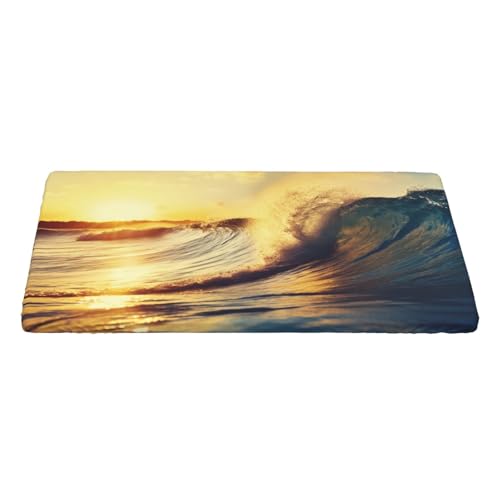 KCGSDEGV Tischdecke mit Sonnenuntergang, Meer, Surfen, Meereslandschaft, bedruckt, rechteckig, wasserdicht, waschbar, Tischdecke für Küche, Esszimmer, Erntedankfest, Weihnachten von KCGSDEGV