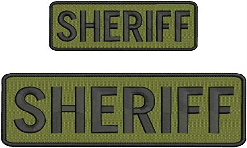 "Sheriff" Embroidery Patch 3X8 and 2X6 INCHES Hook OD Green by HighQ Store von KCHEX