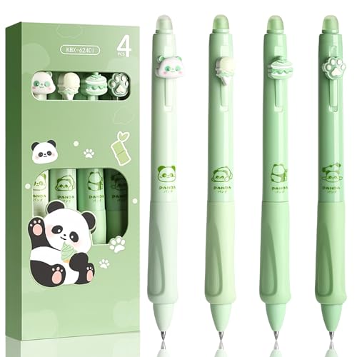 Radierbarer Kugelschreiber Stifte Set mit 4 Tier-Stifte Panda Pfote Eiscreme Kuchen - Kugel am Ende zum Entfernen der Tinte - Kugelschreiber Blau - Durchmesser der Mine 0,5 - Kugelschreiber Radierbar von KCatsy