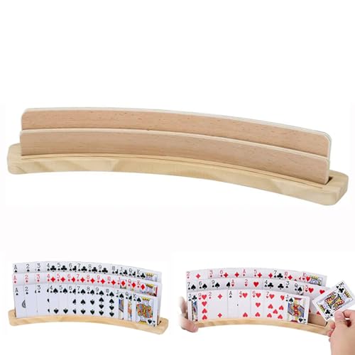 KDAMGOQE Kartenhalter für Kinder 3 Schichten Spielkarte Halter 15.4 '' stabile Nicht -Slip -Little -Hände -Kartenhalter Gebogene Holzkartenhalter -Kartenorganisator für Kinder Senioren Erwachsene von KDAMGOQE