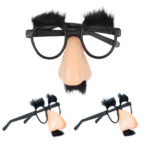 KDAMGOQE Lustige Brillen 3PCs HAPING CLOWN -Brille mit großer Nase, Augenbrauen und Schnurrbart 5x4 in der Verkleidung der Nerd -Brille für Halloween, Party, Bühnenpropie von KDAMGOQE