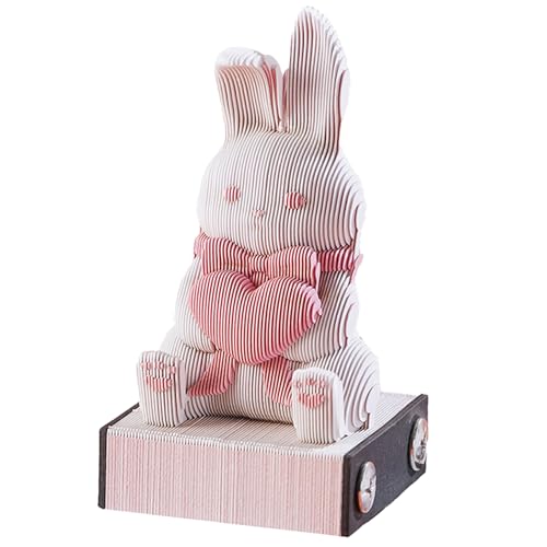 Zeitstückkalender 2024 3D Memo Pad exquisit elegant dekorativ 3D -Notizbasis Wohnzimmer Desk Memo Pad Geschenk für Kollegen Freund, Bunny von KDAMGOQE