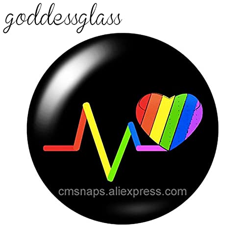 KDFN Regenbogen-Flagge, Love, 10 Stück, 12 mm/18 mm/20 mm/25 mm/30 mm, rund, Foto-Glas-Cabochon, flache Rückseite, Herstellung von Erkenntnissen von KDFN