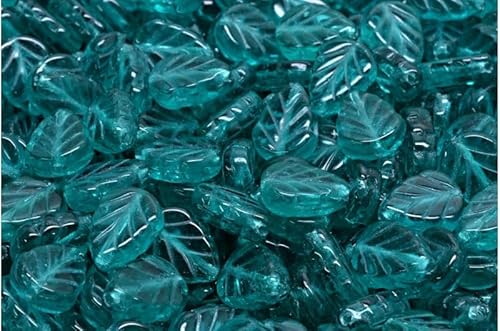 10 g (ca. 23 Stück) Minzblattperlen, 10 x 8 mm, Transparent Aqua (60210), Glas, Tschechien von KDLJFGSMF1