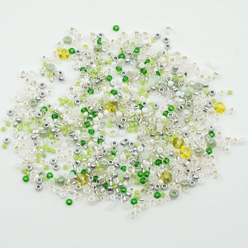 10 g Preciosa Ornela Rocailles Rocailles Rocailles, Spring White Green Mix (Spring Mix), Glas, Tschechische Republik von KDLJFGSMF1