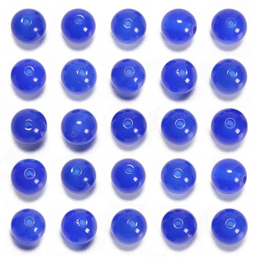 10 mm große originale blaue Achat-Perlen, lose Halbedelsteine, rund, glatt, Abstandsperlen für Schmuckherstellung, 100 Stück (10 mm, 100 Perlen, blauer Achat) von KDLJFGSMF1