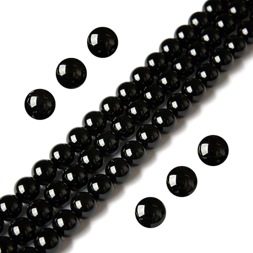 100 Stück 8 mm schwarze Achat-Perlen, natürliche Edelsteinperlen, rund, lose Perlen für Schmuckherstellung von KDLJFGSMF1