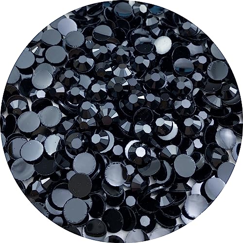 1000 Stück 6 mm Harz-Strasssteine mit flacher Rückseite, schwarze runde Strasssteine mit flacher Rückseite, Glitzer-Diamant-Steine für Flaschen, Becher, Nagelkunst, Kleidung, Schuhe von KDLJFGSMF1