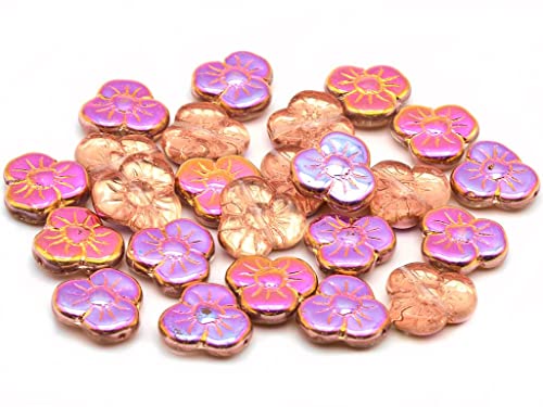 100pcs 3-Petal Flower Flat Beads 13mm Crystal Crystal Pink Yellow Coating (30-27137), Bohemia Crystal Glass, Tschechien 11109042 von KDLJFGSMF1