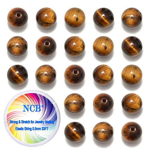 200 Stück 8 mm natürliche gelbe Tigerauge-Edelsteine, runde Abstandshalter, lose Perlen für Schmuckherstellung, mit Kristall-Stretchschnur (gelbes Tigerauge, 8 mm, 200 Perlen) von KDLJFGSMF1