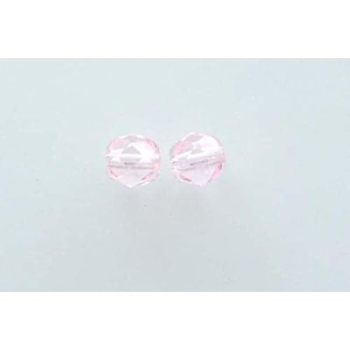 30 Stück feuerpolierte facettierte Perlen, rund, 6 mm, transparent rosa (70200), Bohemia Kristallglas, Tschechien 15119001 von KDLJFGSMF1