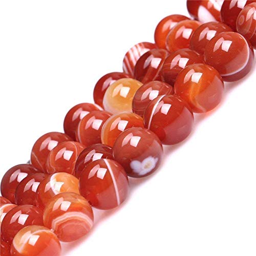 60 Stück 6 mm natürliche rote gebänderte Karneol-Perlen, rund, lose Edelsteinperlen für Schmuckherstellung, DIY, Armband, Halskette von KDLJFGSMF1