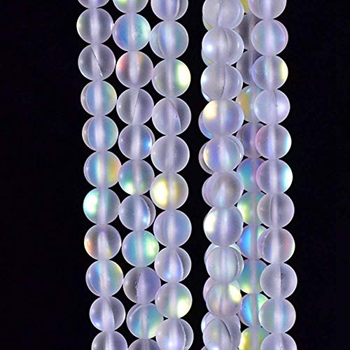 60 Stück 6 mm natürlicher mystischer Aura-Quarz-Edelstein, mattiert, Titan, Opalit, Weiß, Regenbogen, rund, lose Perlen, 38,1 cm, voller Strang von KDLJFGSMF1