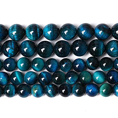 76 Stück blaue Tigeraugen-Edelsteine, lose Perlen, natürlich, rund, lose Steinperlen für Schmuckherstellung, Armband, Halskette, Ohrringe, 2 Stränge, 81,3 cm von KDLJFGSMF1