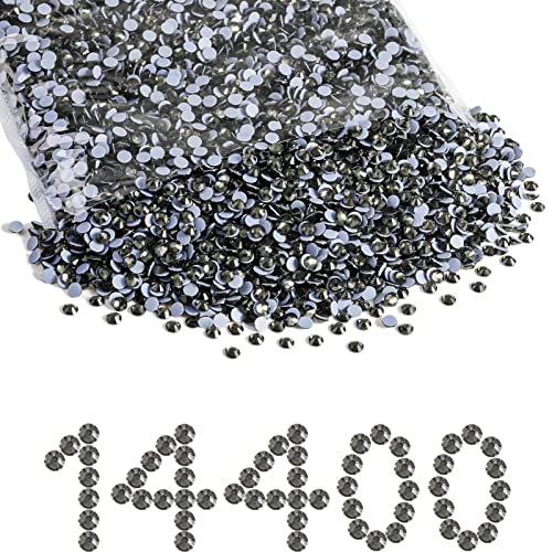 Hotfix Strasssteine, Großpackung, 14400 Stück, Hotfix-Strasssteine für Handwerk, Kleidung, DIY-Dekoration, schwarzer Diamant, SS6, 1,9–2,1 mm von KDLJFGSMF1