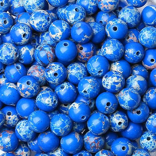 Lapisblaue, imperiale Jaspisperlen, 60 Stück, Kristallperlen, 8 mm, rund, bunt, glatt, lose Perlen für Armbänder, Halsketten, DIY-Ohrringe, 60 Stück von KDLJFGSMF1