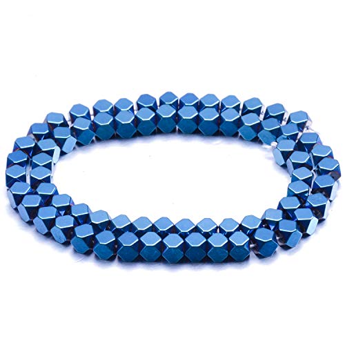 Natürlicher Hämatit-Edelstein, facettiert, quadratisch, Würfel, lose Perlen, 40,6 cm, 6 x 6 mm, Metallic-Blau von KDLJFGSMF1