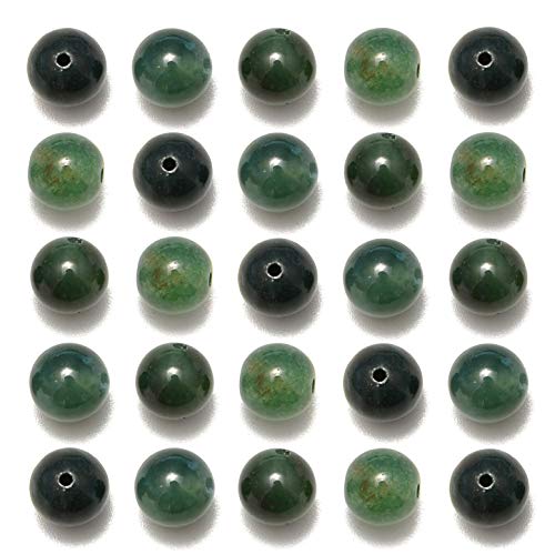 Original Natursteinperlen, rund, lose Perlen, 6 mm, 8 mm, 10 mm (grüner Moosachat, 6 mm, 100 Perlen), 100 Stück von KDLJFGSMF1