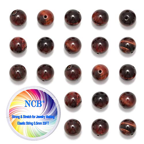 Original Natursteinperlen, rund, lose Perlen, 6 mm, 8 mm, 10 mm (rotes Tigerauge, 10 mm, 100 Perlen), 100 Stück von KDLJFGSMF1