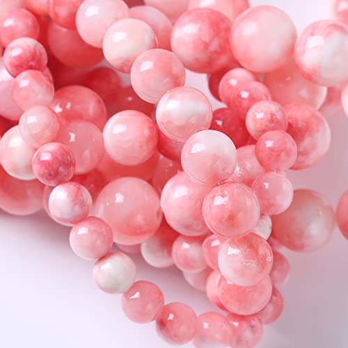 Persische Jade-Edelsteinperlen, rund, lose Abstandshalter für Schmuckherstellung, Armbänder, Halsketten, 38,1 cm, 32 Stück, 12 mm (rosa persische Jade, 12 mm) von KDLJFGSMF1