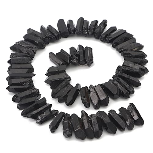 Schwarze Titanbeschichtete Kristall-Quarz-Perlen mit Stacheln, grob, 2,5 - 3,8 cm, zur Schmuckherstellung, 38,1 cm / Strang von KDLJFGSMF1