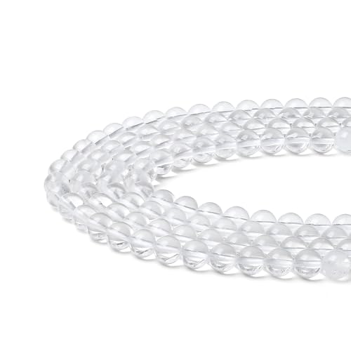 Transparente Quarzperlen, 60 Stück, natürliche Kristallperlen, 8 mm, runde Steine, weiße Perlen, glatte lose Perlen für Armbänder, Halsketten, DIY-Ohrringe, 60 Stück von KDLJFGSMF1