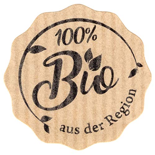 1000 Etiketten Aufkleber 100% Bio aus der Region braun Natural Bois 35 mm von KDS