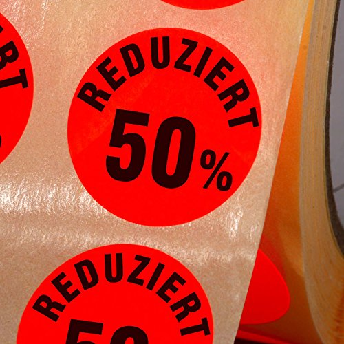 1000 Etiketten Sonderpreis Reduziert 50% Haftpapier 30 mm rund leuchtend rot beschriftbar von KDS