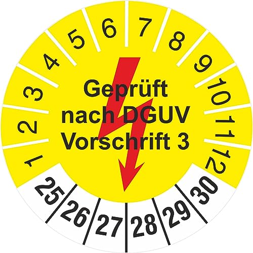 2500 Stück Prüfplakette 30 mm nach DGUV Vorschrift 3 Geprüft Elektrotechnik 2025-2030 Prüfetiketten 2500 Stück Prüfplakette 30 mm nach DGUV Vorschrift 3 Geprüft Elektrotechnik 2025-2030 Prüfetiketten von KDS