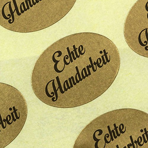 5000 Etiketten Aufkleber Original Echte Handarbeit 25 x 18 mm Haftpapier gold auf Rolle, ab 500 mit Spender von KDS